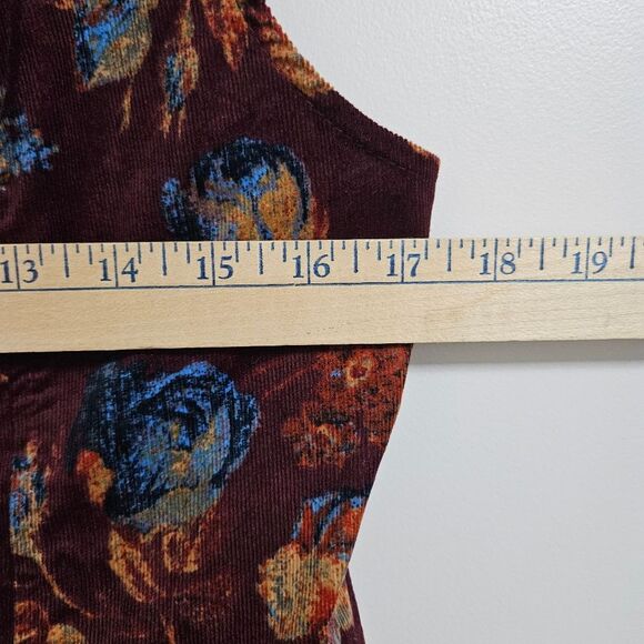 NWT Free People Dark Red Floral Corduroy Front Zip Mini Dress Women’s Size 12 - Picture 6 of 8